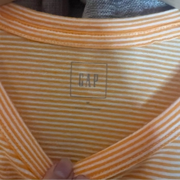 NWT Gap Orange Stripe Short Sleeve Crewneck Tee Shirt Size Medium - Picture 6 of 12